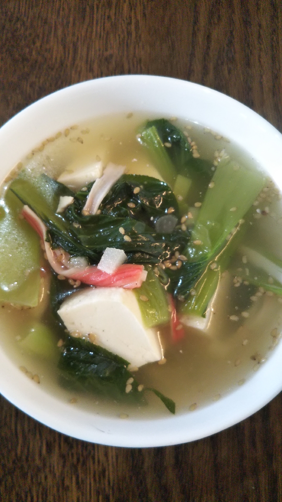 チンゲン菜と豆腐の中華スープ