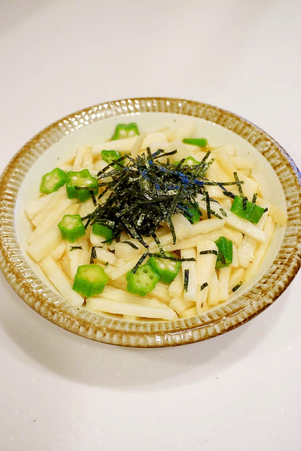 サッと～シャキと！長いもとオクラの出汁醤油和え