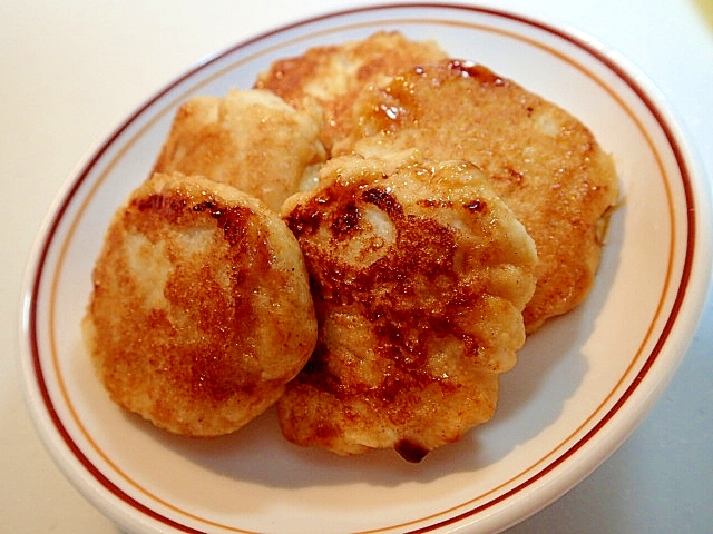 お好みソースで　豆腐・里芋・おからのもっちり焼き♬