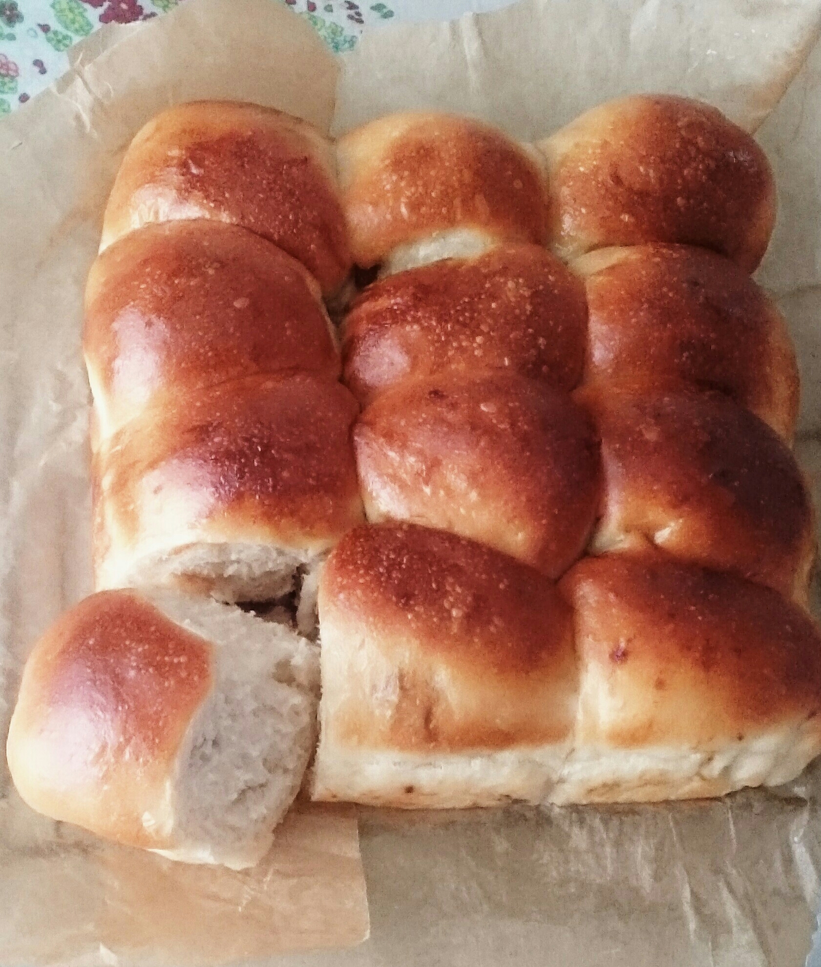 自家製酵母と甘酒のふんわりちぎりパン♪