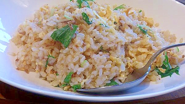 水菜とひき肉のチャーハン