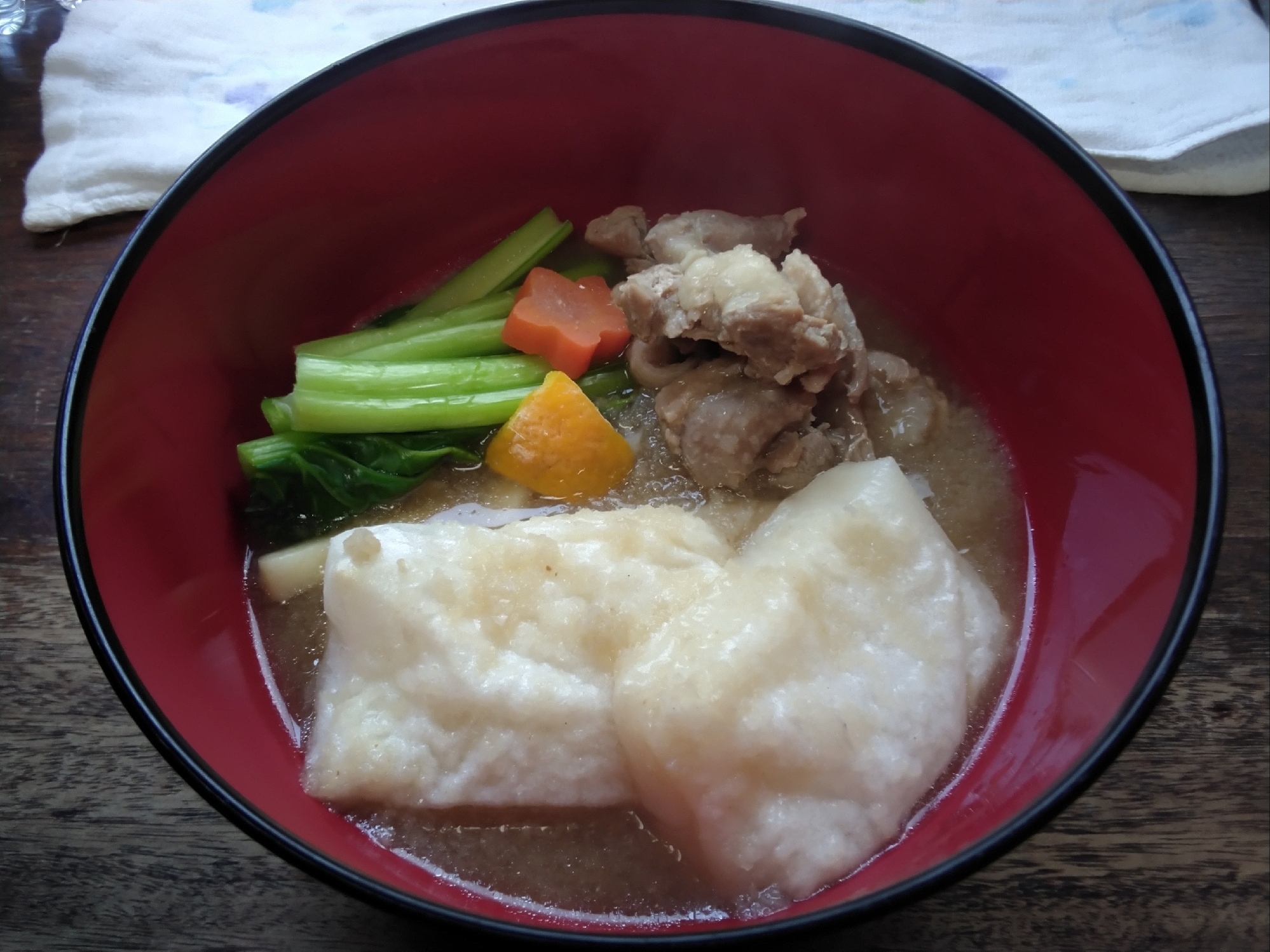 蓮根のすり流し汁(うどん、お餅入り)