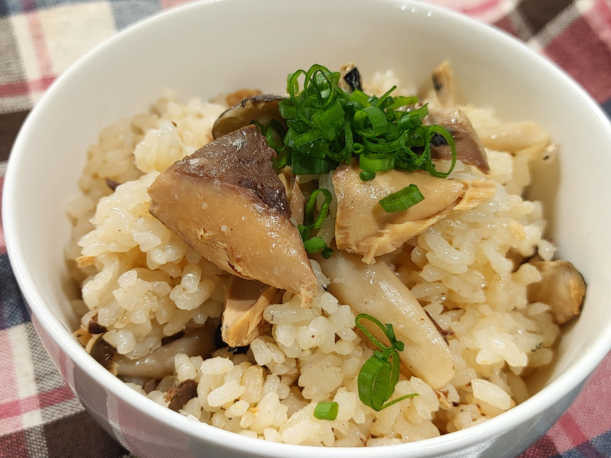 ストウブDe〜鯖缶としめじの炊き込みご飯