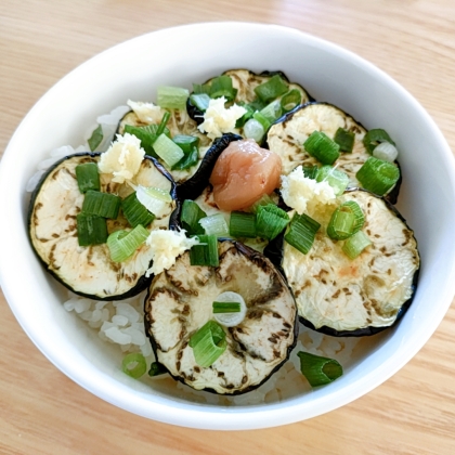 梅と生姜を乗せて☆焼きナス丼