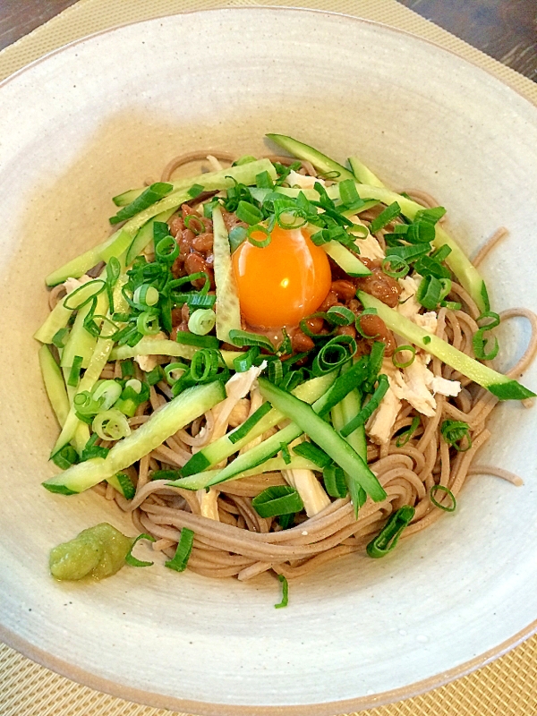 ネバネバ☆納豆と親子蕎麦