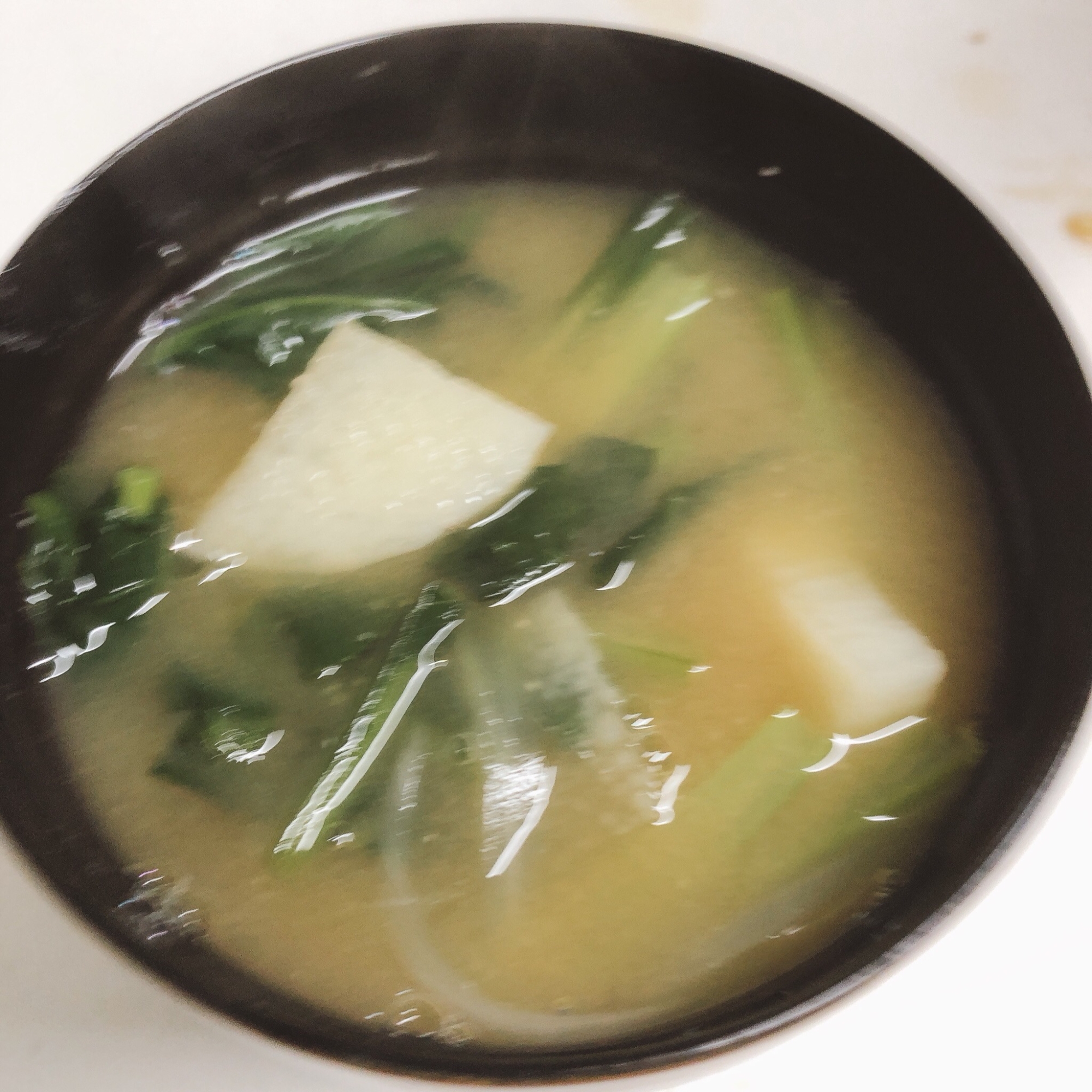 長芋と小松菜のお味噌汁