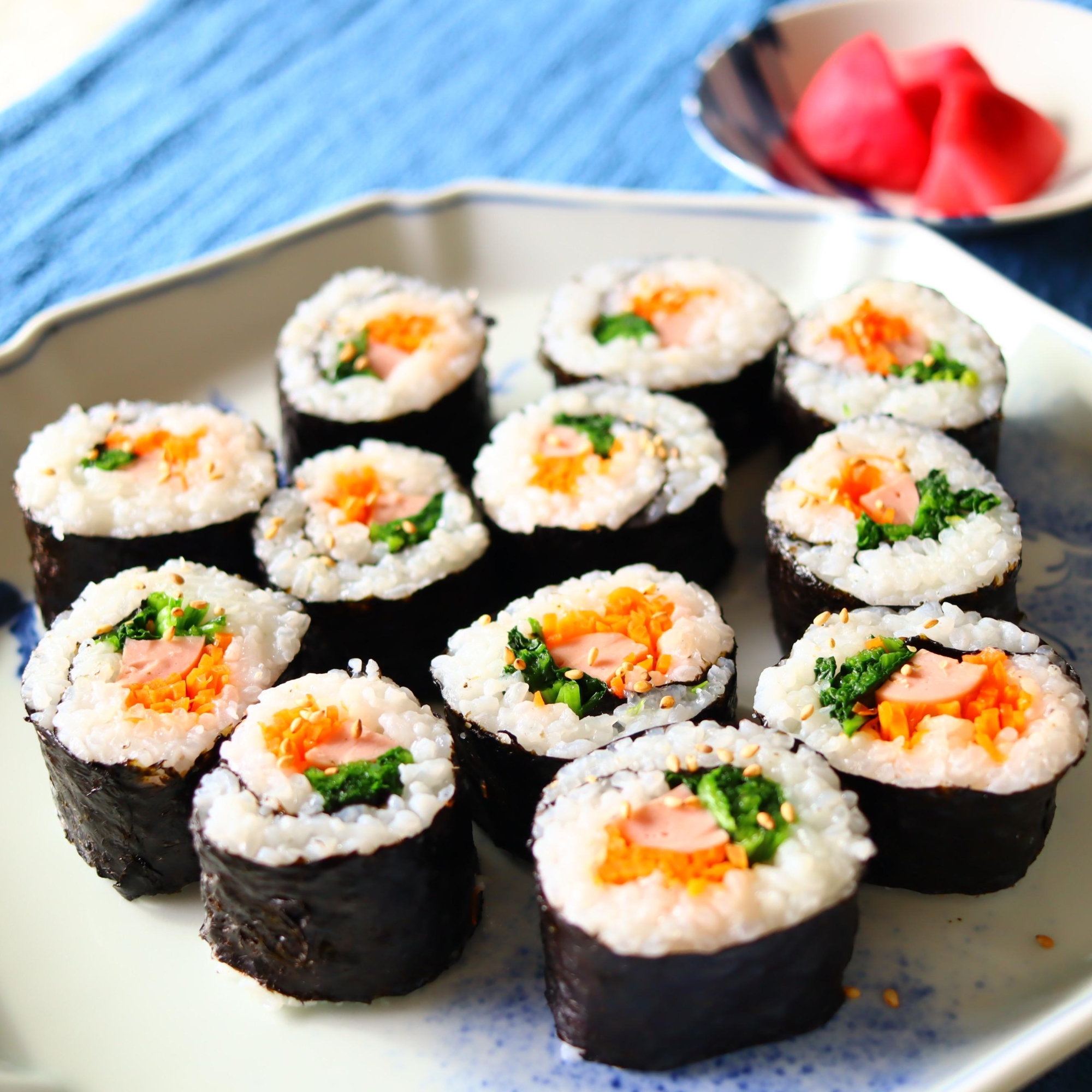 ほうれん草&人参&魚肉ソーセージの海苔巻き