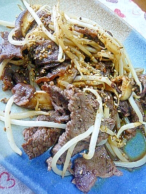 ❤　牛肉＆もやし＆椎茸のタレ炒め　❤