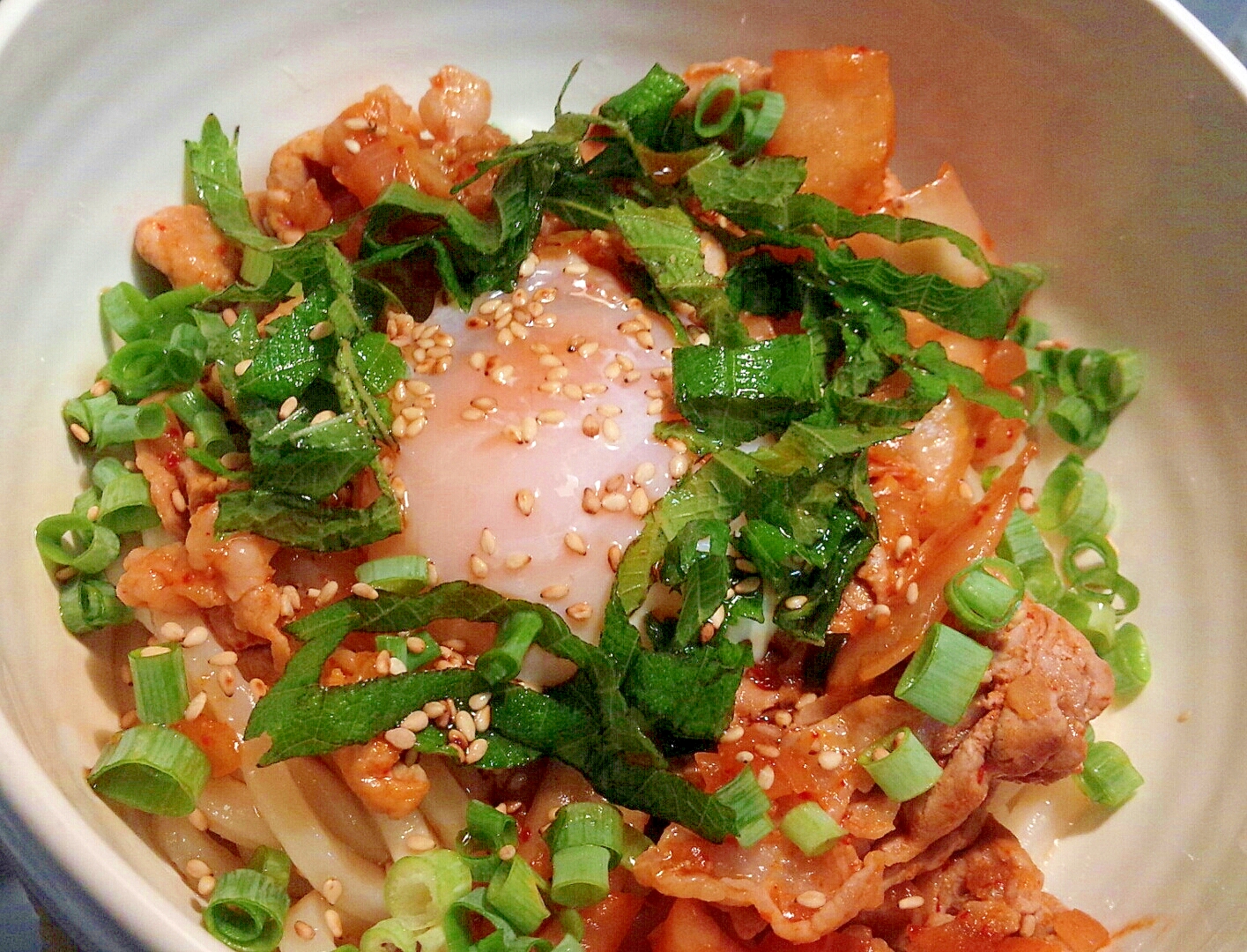 簡単!豚キムチうどん♡
