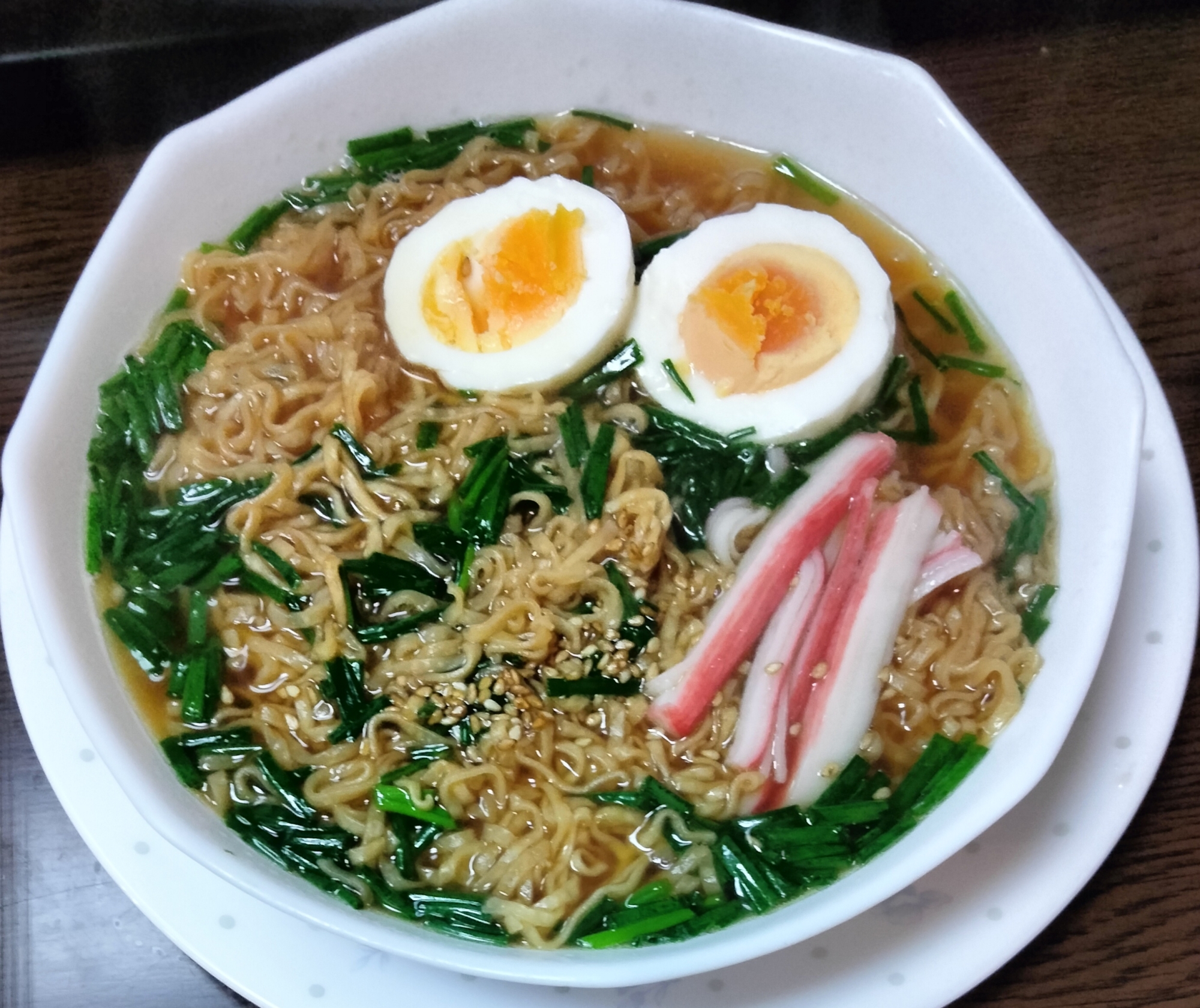 チキンラーメン 分葱ゆで卵カニカマ