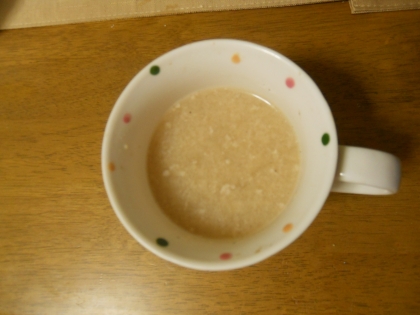 麦目コーヒーなくて牛乳多めで作ったよ　オオバコ☆お腹へこむ？素敵過ぎるよ（爆笑）過食にストップできるかなぁ？期待して試してみるね　ワクワク