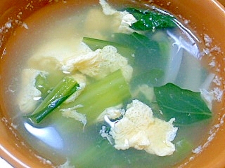 小松菜と玉ねぎのかきたまスープ