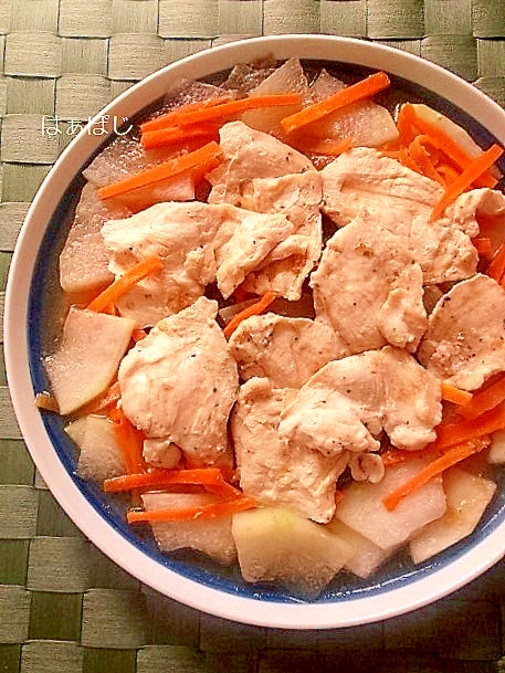 レンジで簡単♪冬瓜と鷄肉の重ね蒸し