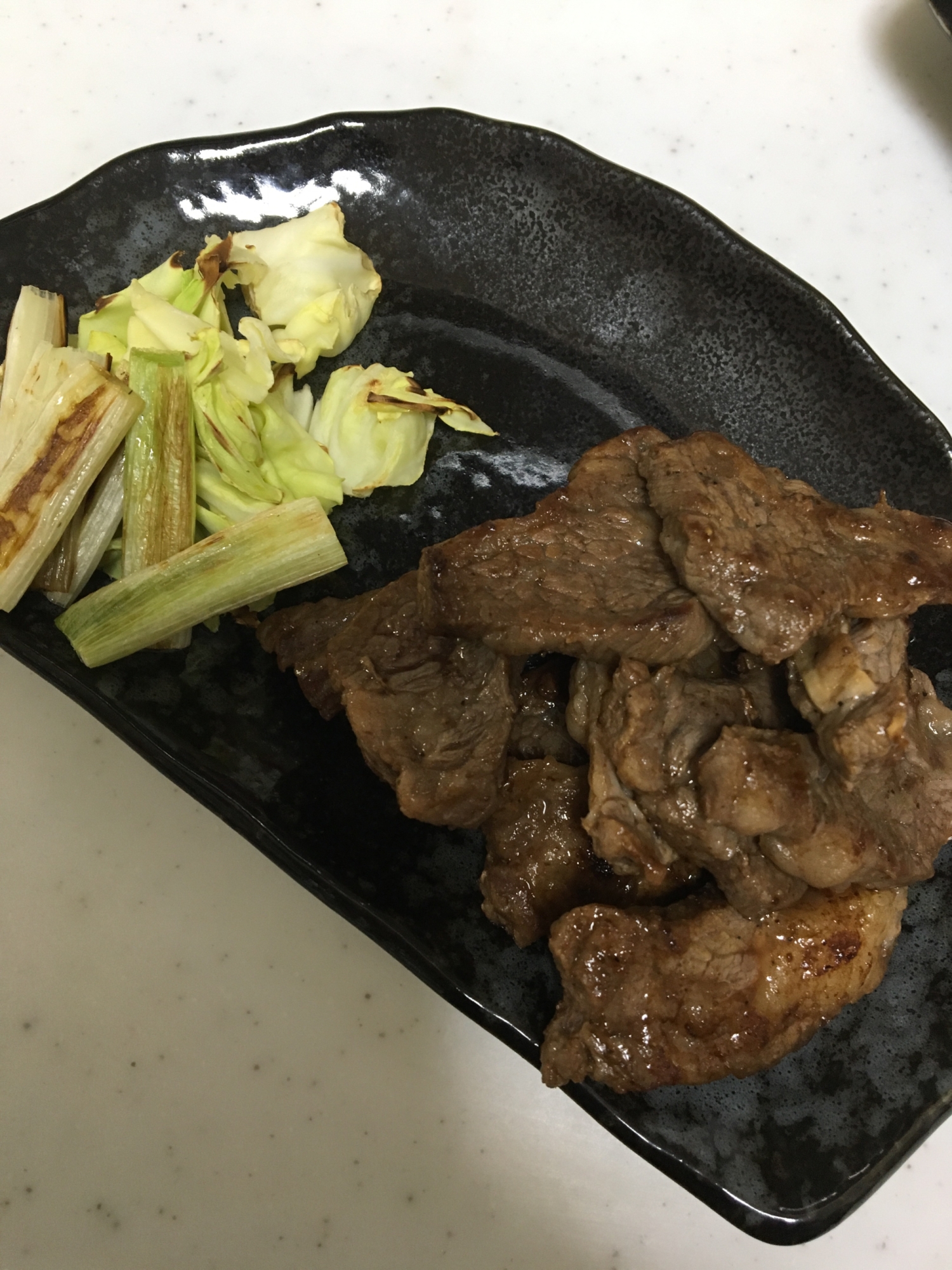 牛肉バラカルビのキャベツ&白ネギ添え(*^^*)☆
