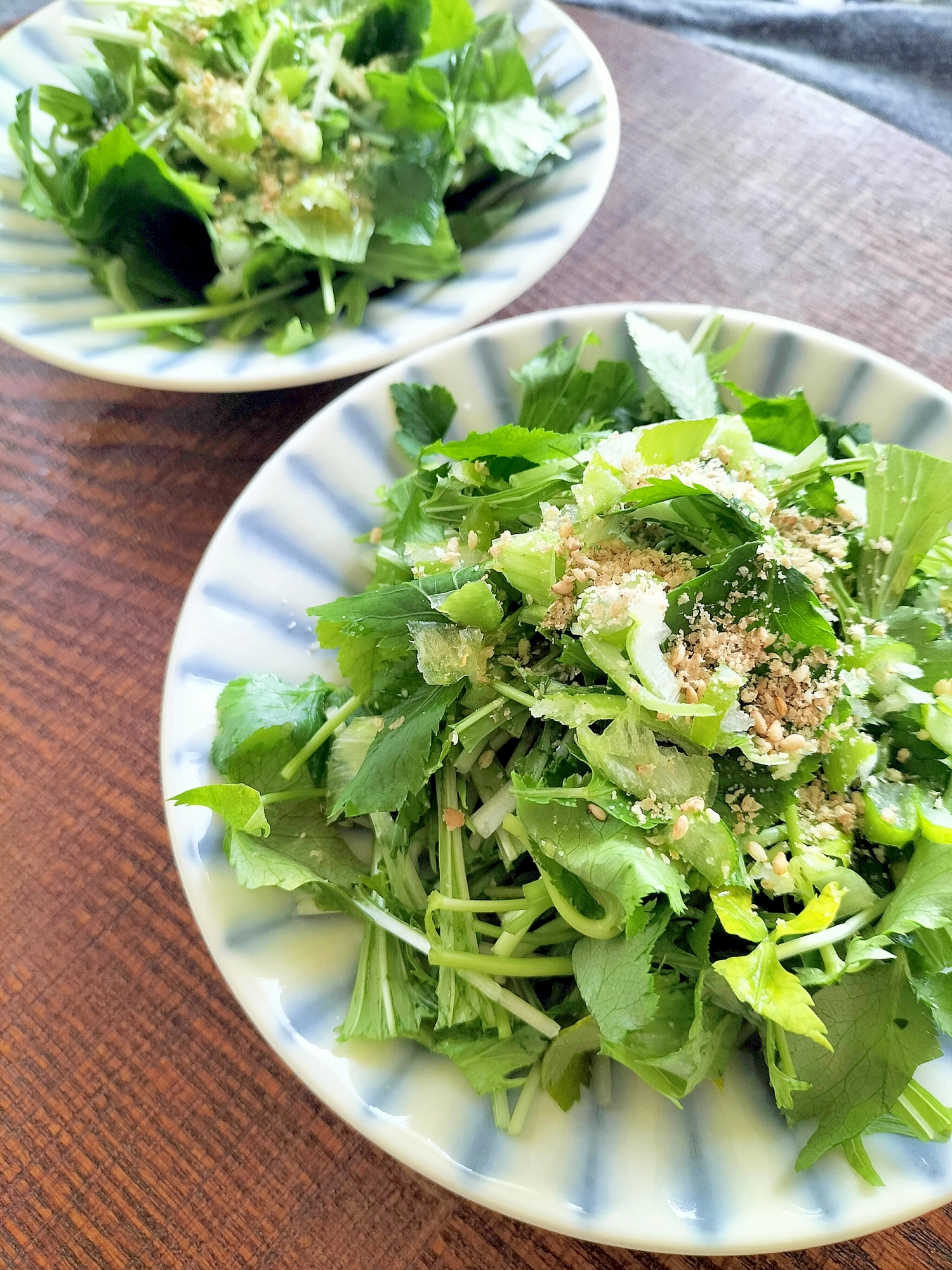 水菜と三つ葉のごまねぎサラダ♪