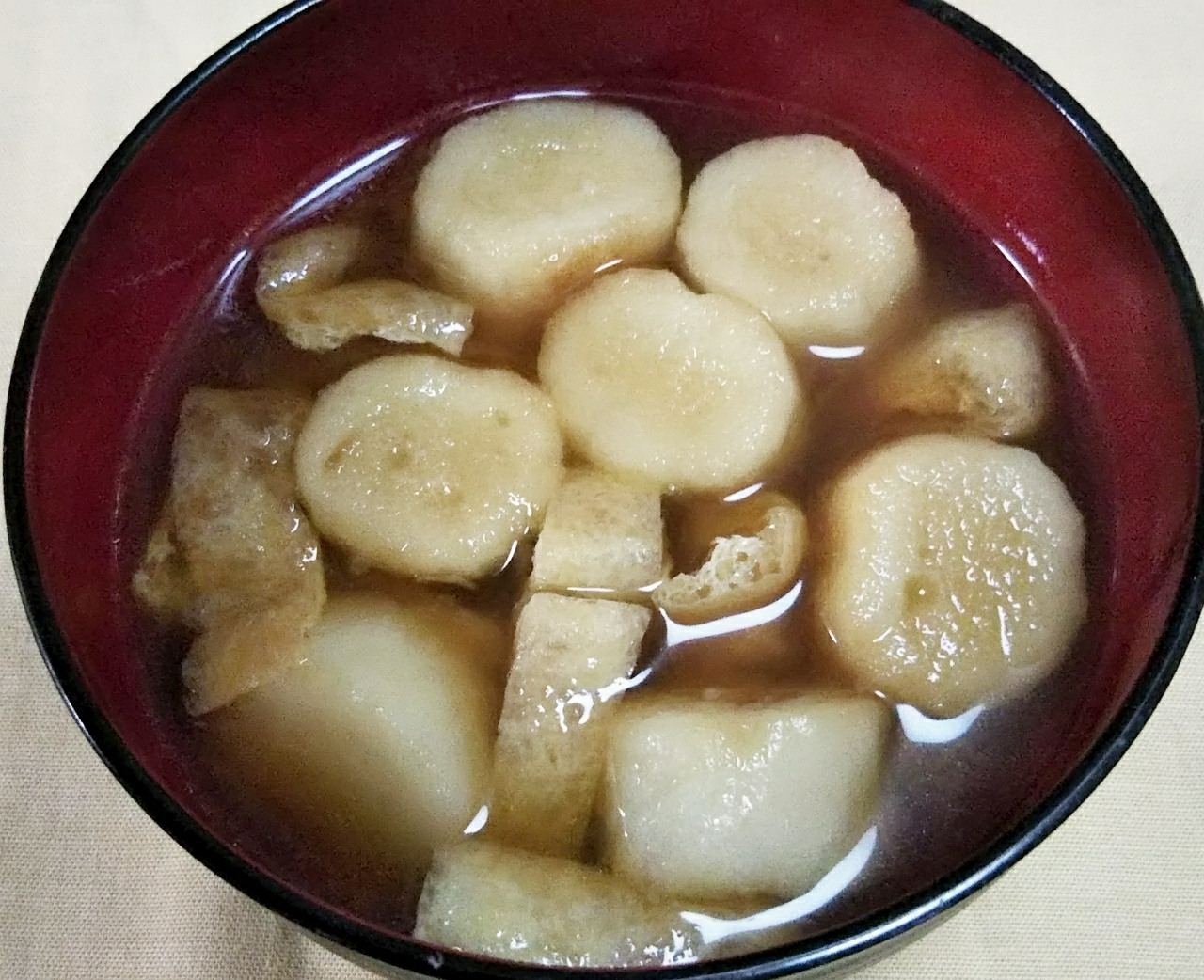 お麩と油揚げの味噌汁♪