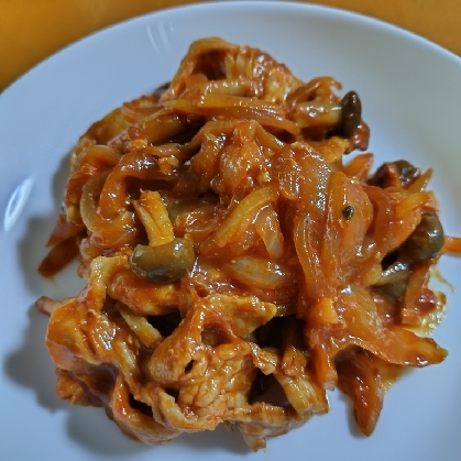 簡単!豚こま肉としめじで節約ポークチャップ