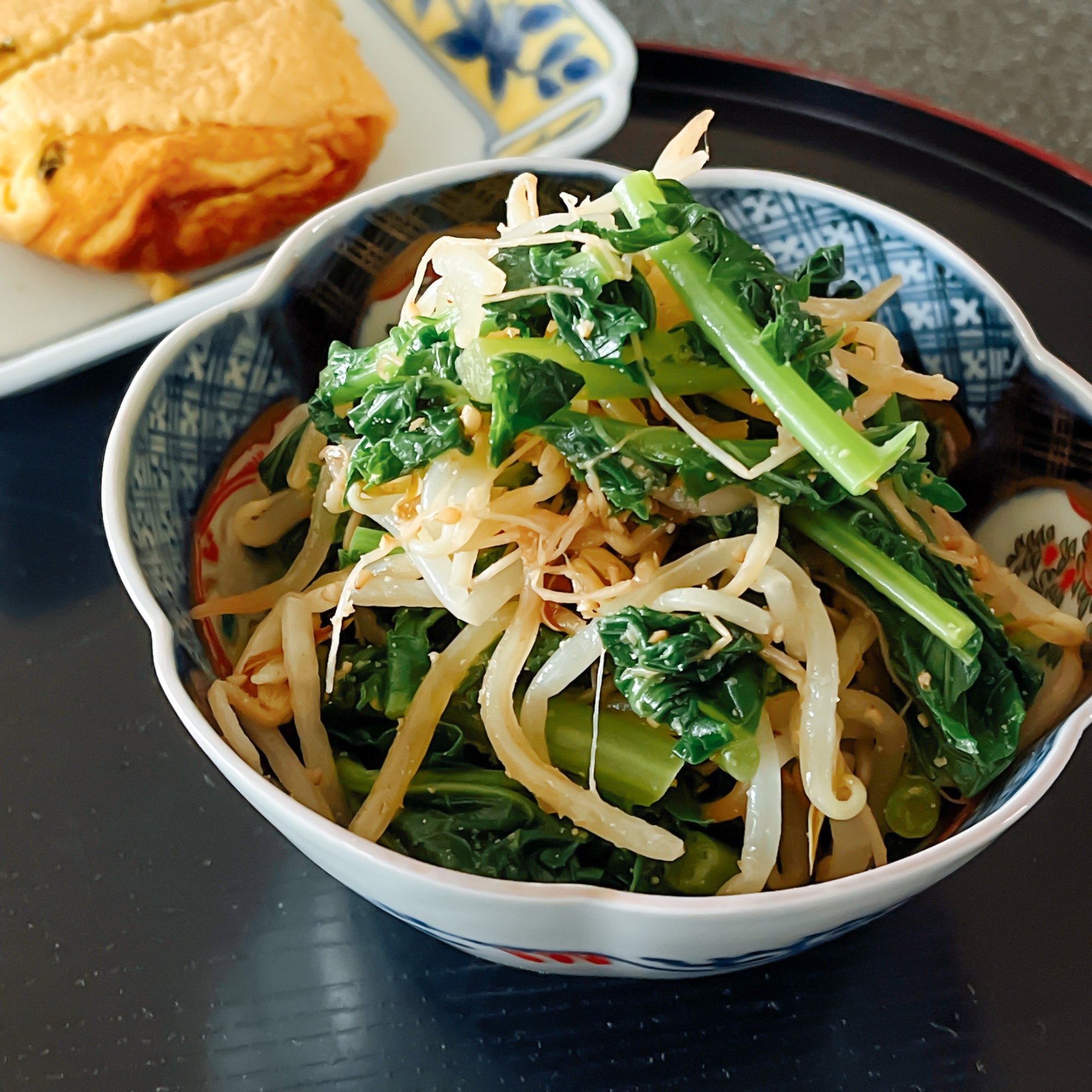 大根の葉ともやしの胡麻あえ♪