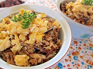 鯵とナスのそぼろ丼