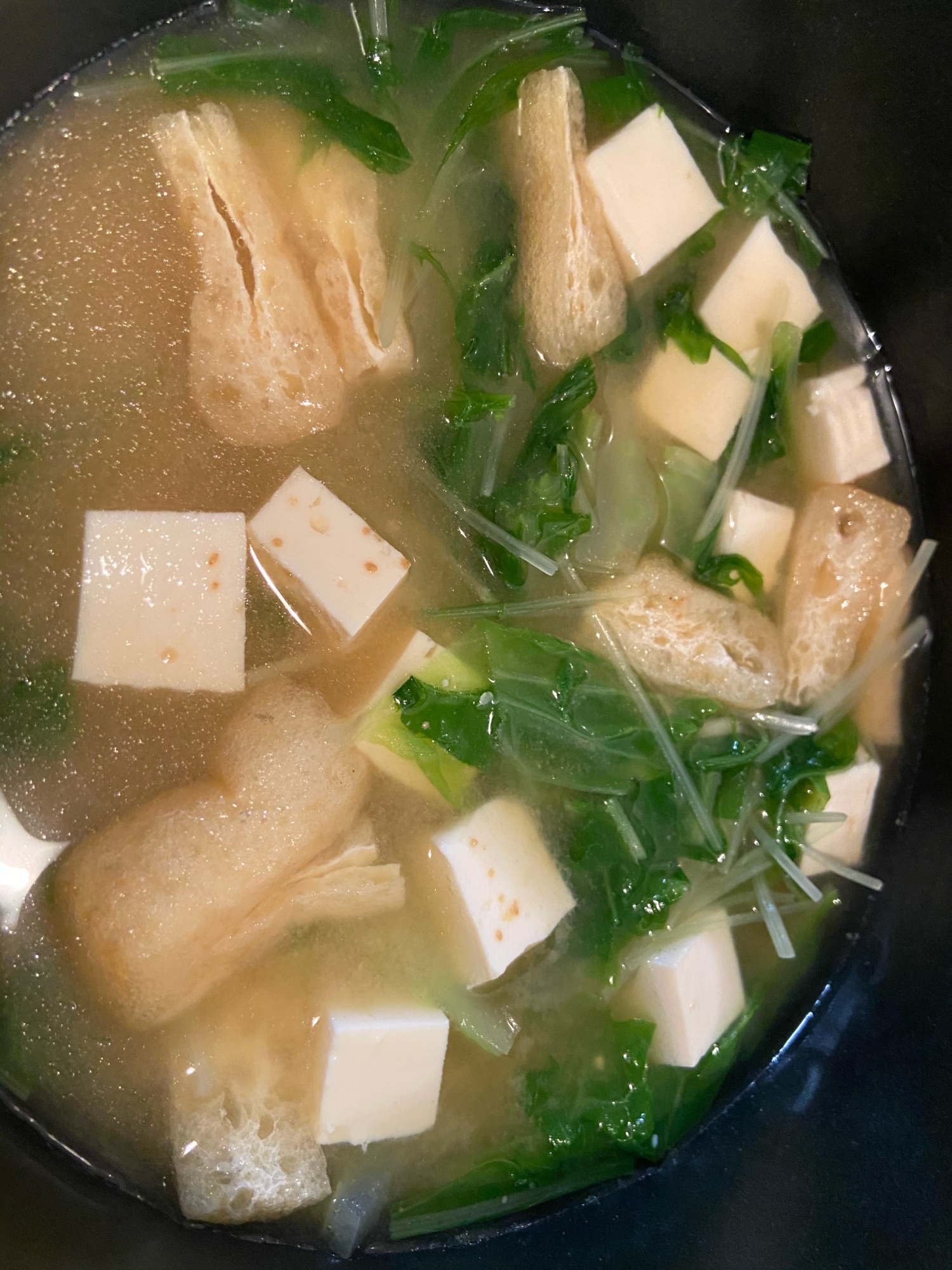 水菜と豆腐のお味噌汁〜！！