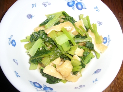 電子レンジですぐできる！　青菜と油揚げのさっと煮