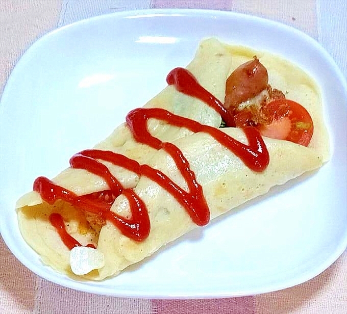 トマトとブロッコリーの惣菜クレープ
