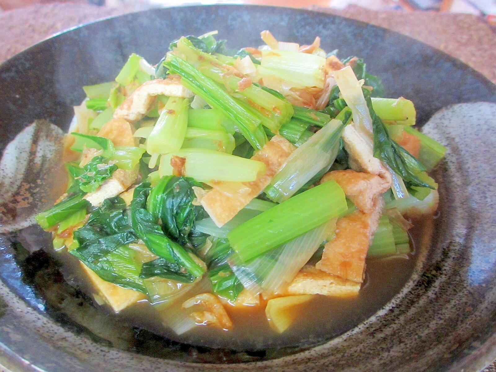 アミエビ入り 小松菜 ねぎ お揚げの煮びたし レシピ 作り方 By Mococo05 楽天レシピ アミエビ入り 小松菜 ねぎ お揚げの煮びたし レシピ 作り方 By Mococo05 楽天レシピ