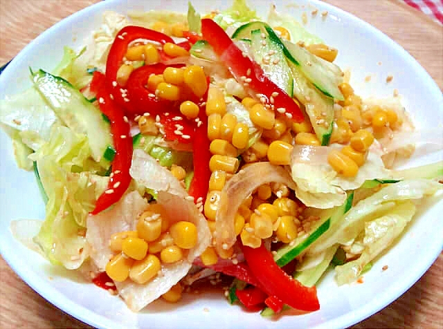 彩り鮮やかコーンとパプリカの夏野菜サラダ