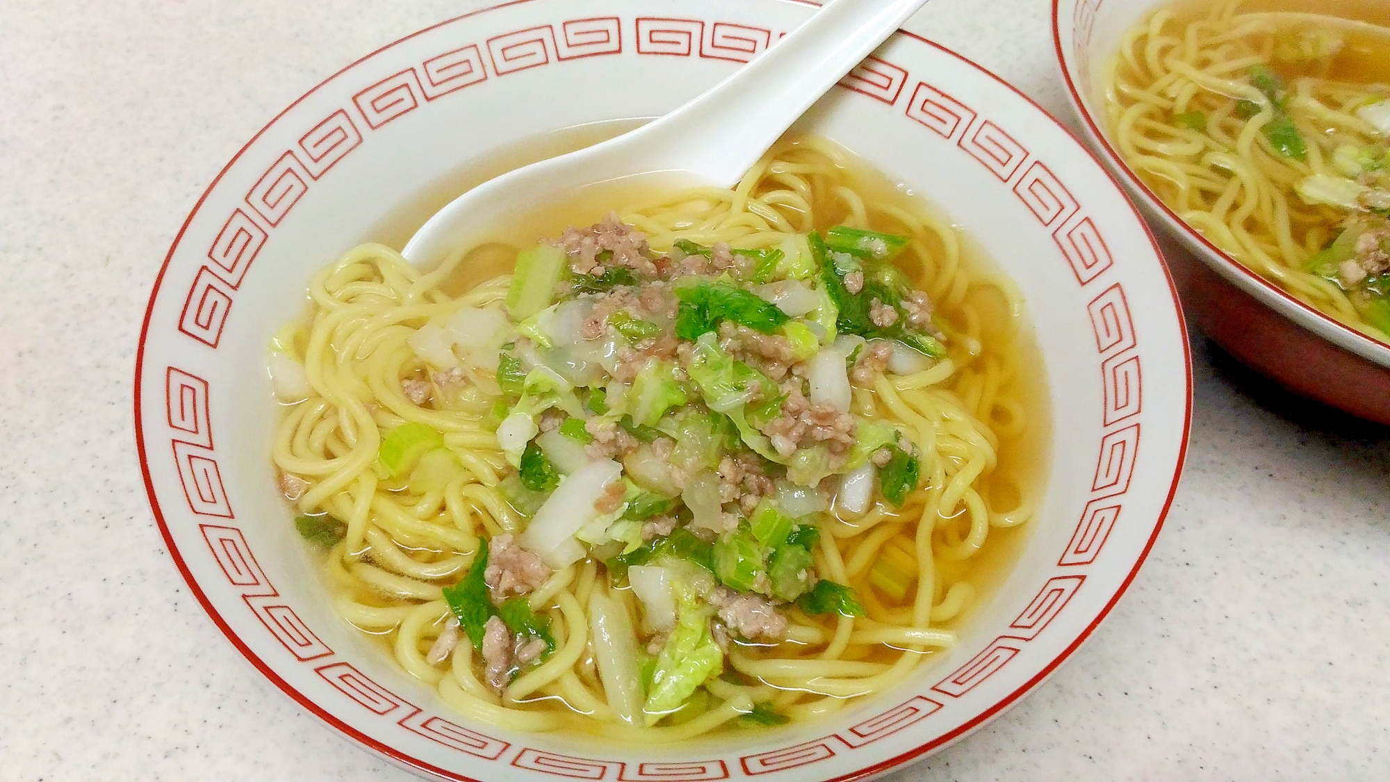 セロリと豚挽き肉のあんかけラーメン