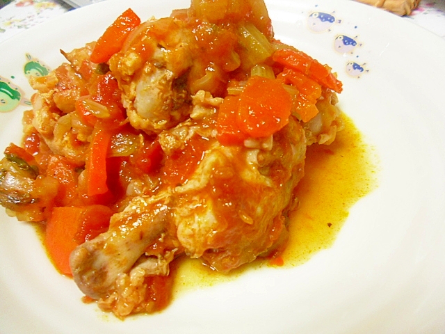 鶏肉といろいろ野菜のやわらかトマト煮　圧力鍋使用