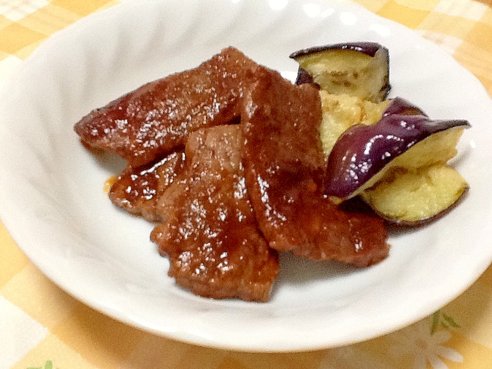 焼肉とナスの素揚げ