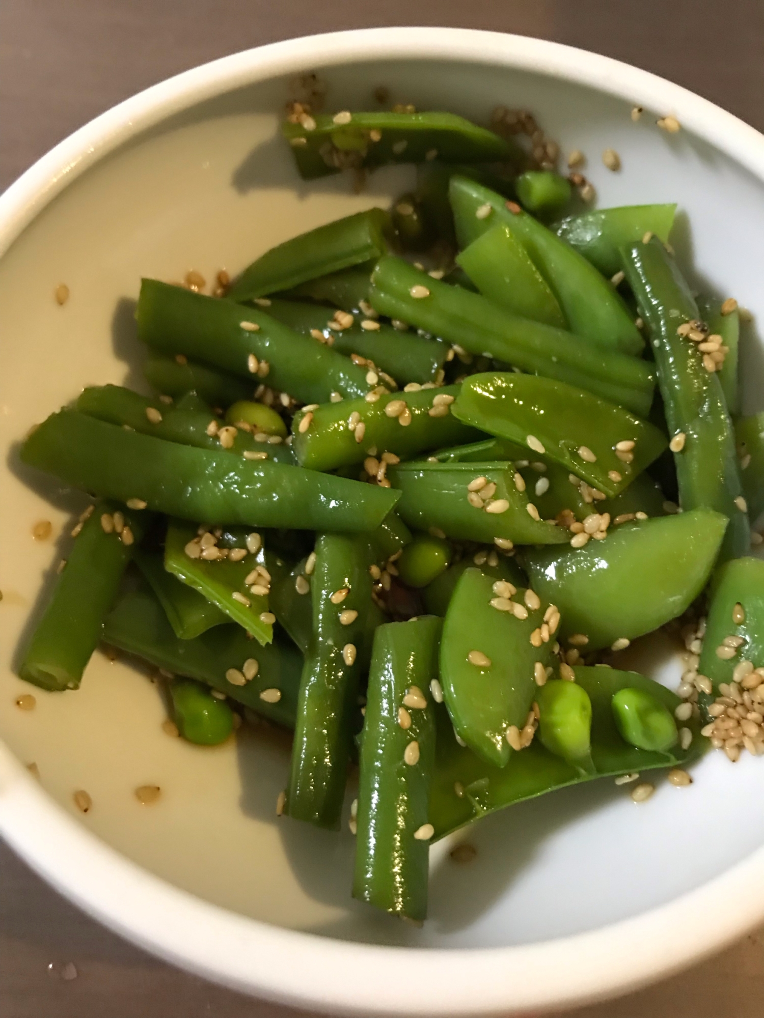 インゲンとスナップえんどうの胡麻和え