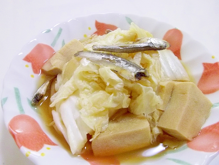 電子レンジ圧力鍋de白菜と高野豆腐のにぼし煮