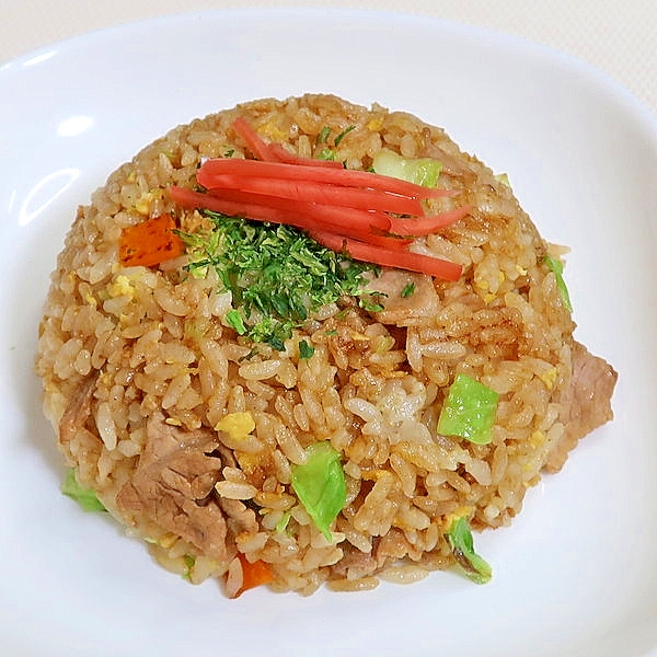 余った焼きそばの粉でチャーハン☆そばめしそば抜き