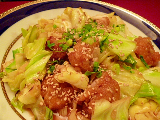 鶏唐揚げとキャベツの甘酢炒め 油淋鶏風 レシピ 作り方 By fairy tale 楽天レシピ 鶏唐揚げとキャベツの甘酢炒め 油淋鶏風 レシピ 作り方 By fairy tale 楽天レシピ