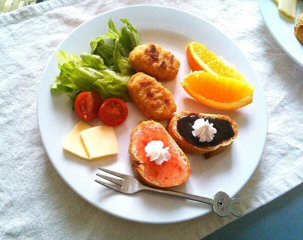 子供が喜ぶ2つの味バゲット♪朝ごはんプレート♡