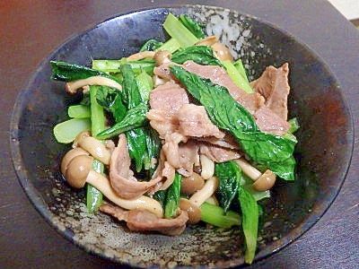 ラム（仔羊）と小松菜の炒め物