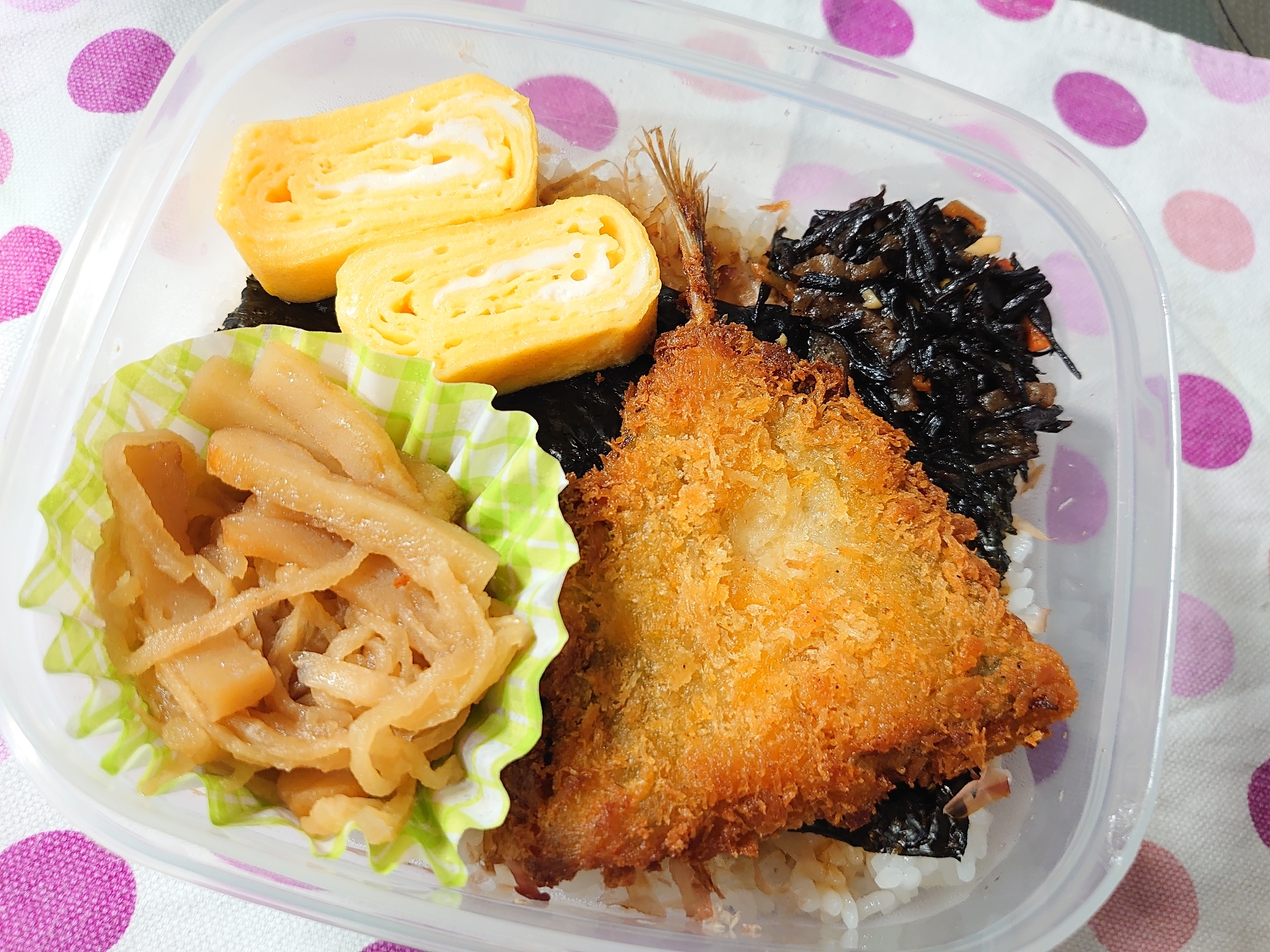 私のお昼弁当 アジフライ レシピ 作り方 By Rururu13 楽天レシピ