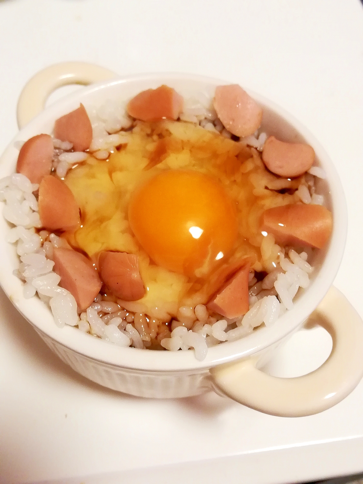 ずぼら飯★ソーセージのせ卵かけご飯