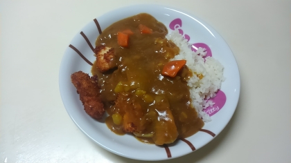 チキンカツカレーにしてみましたぁ～♪こんなに…簡単に寝かせたカレーになるなんて♪(*´∀｀)ご馳走様でしたぁ～(*^▽^)/★*☆♪