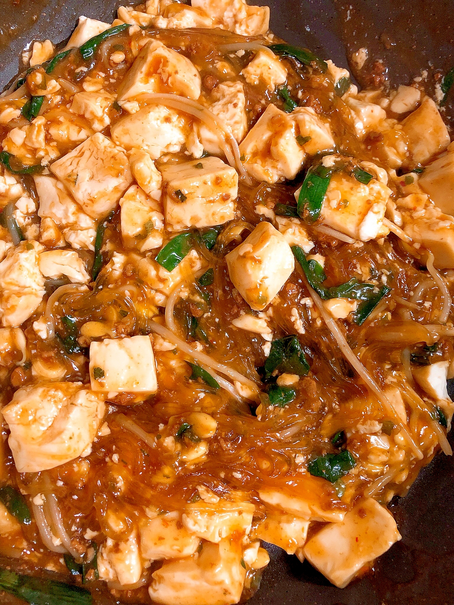 市販の麻婆豆腐の素で☆野菜増し！麻婆豆腐＆春雨