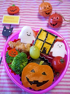 【キャラ弁】真ん丸おにぎりでハロウィン♪