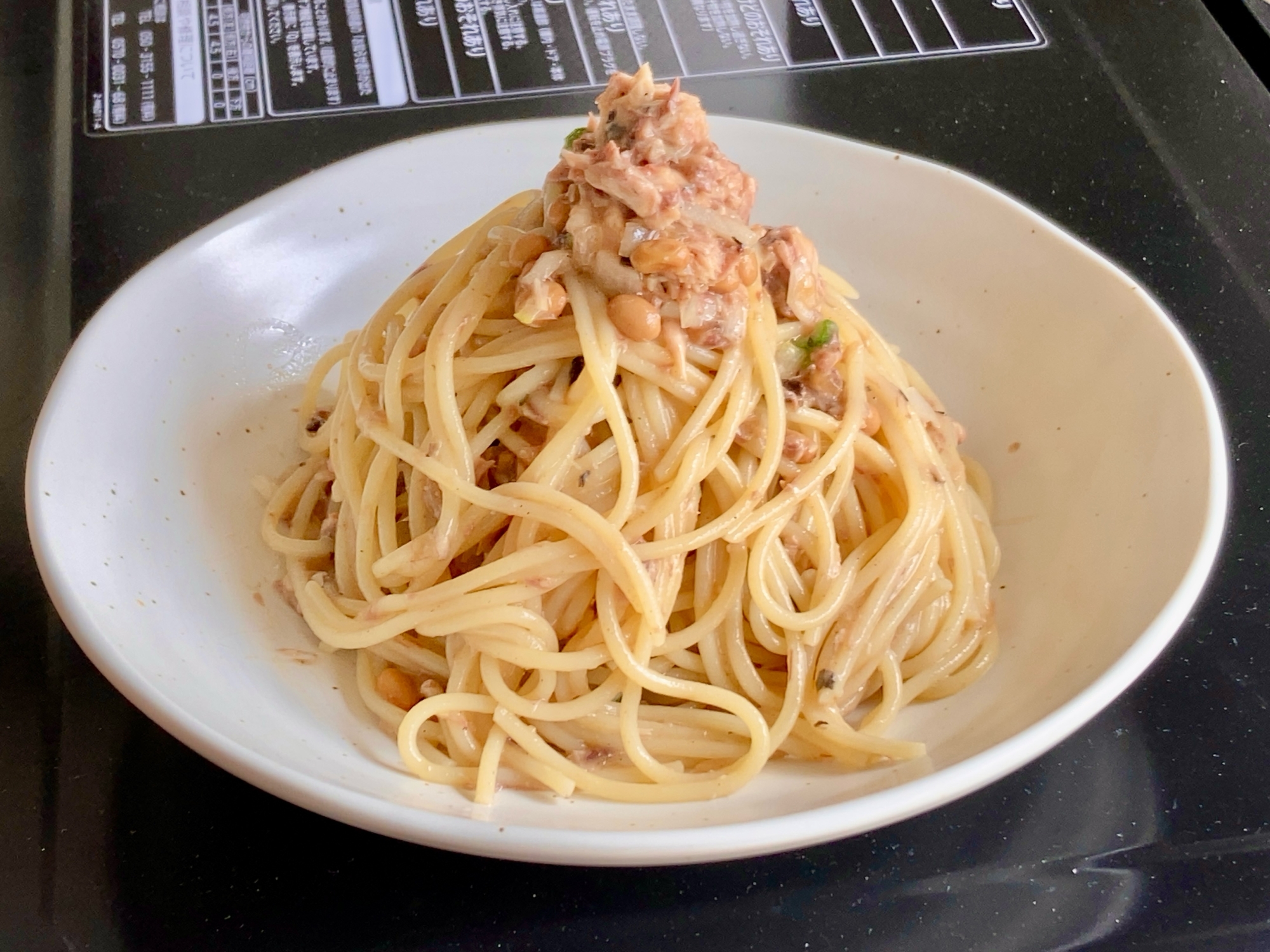 鯖のネバネバ冷製パスタ