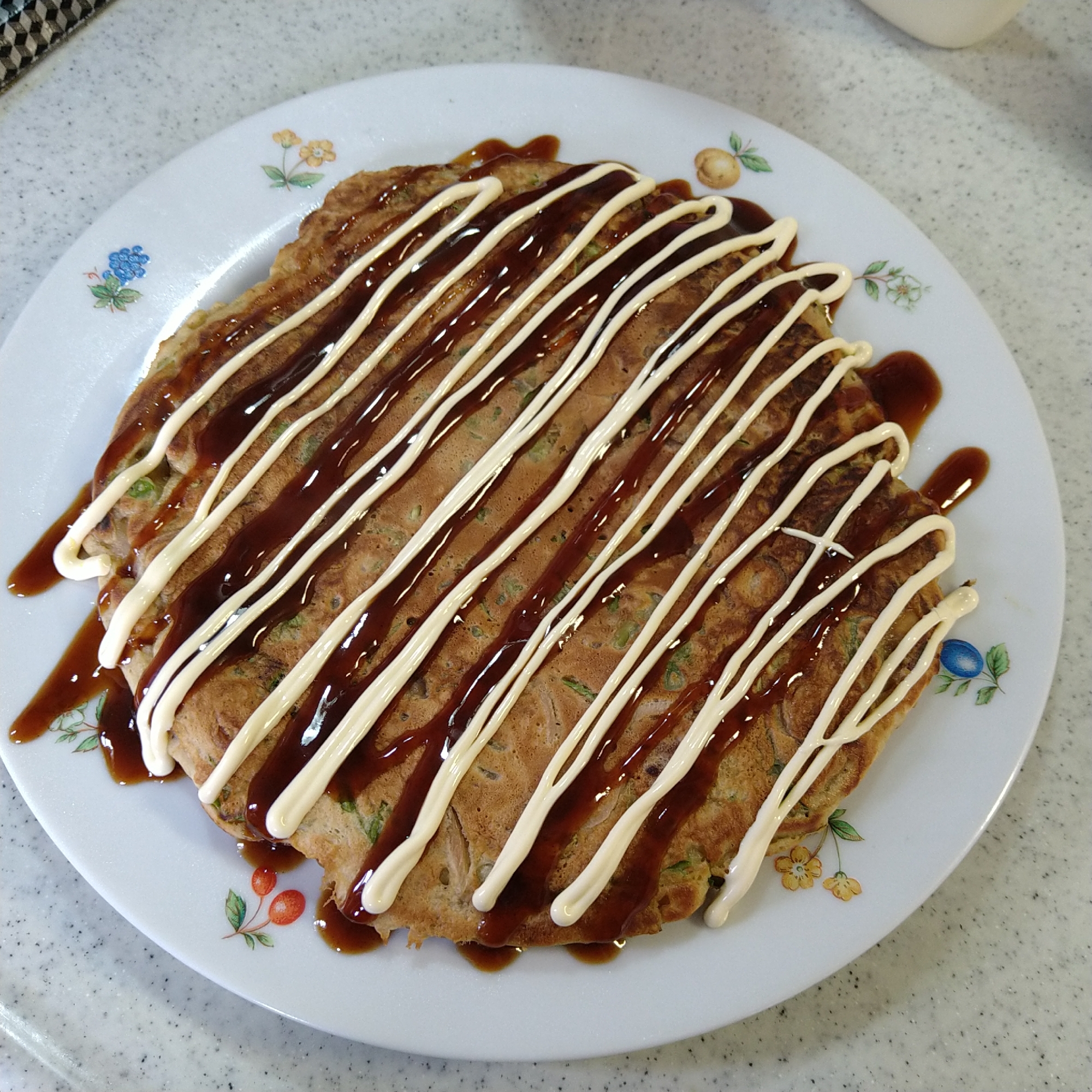回鍋肉でお好み焼き