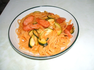 ズッキーニのナポリタンスパゲッティ