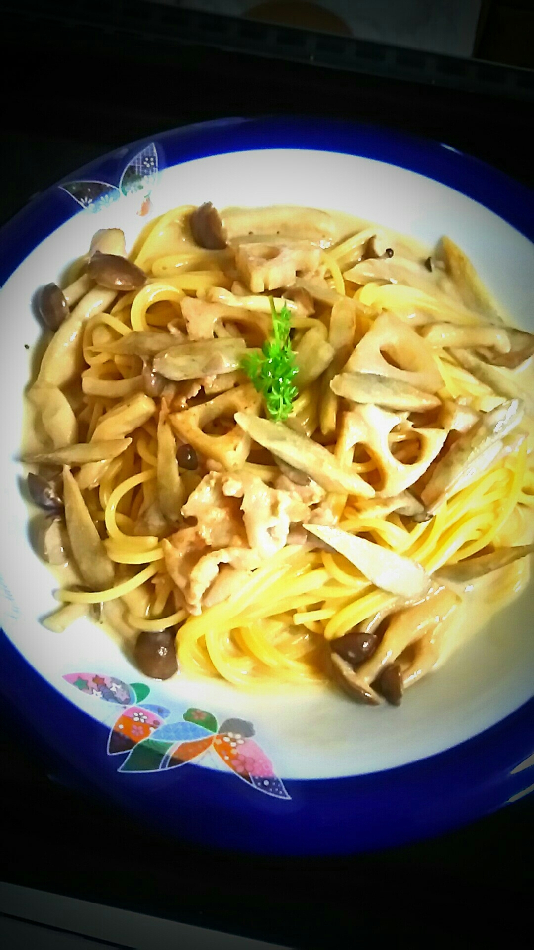 豚肉と根菜の豆乳クリームパスタ☆極