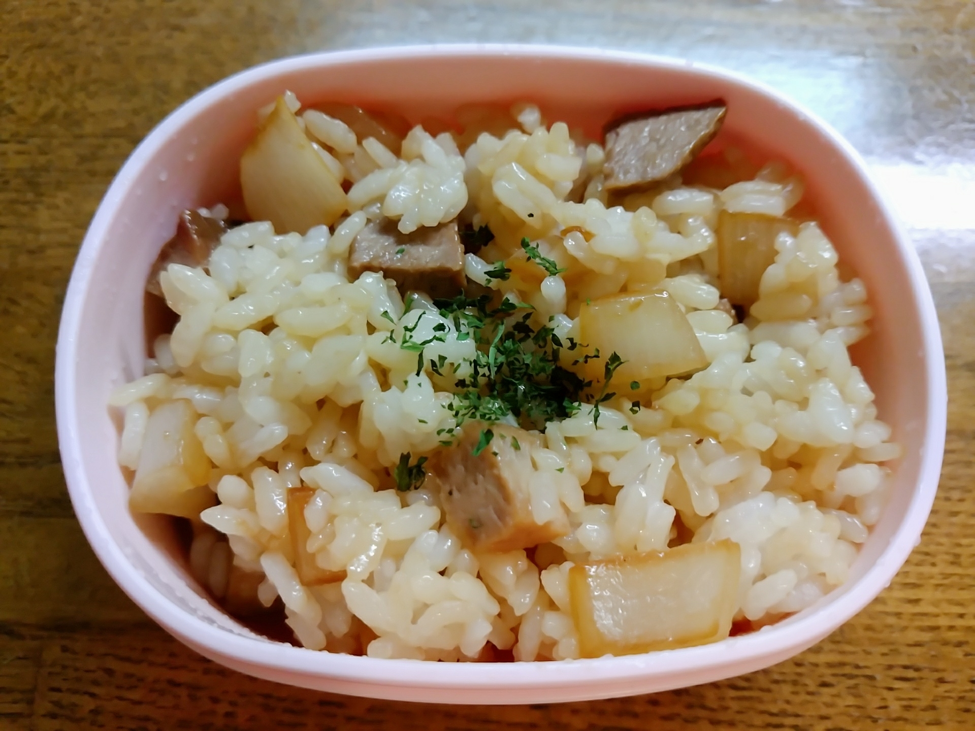 豚ひれ肉と玉葱のチャーハン