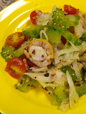 トマトゴーヤ玉ねぎホタテの粒マスタードあえ レシピ 作り方 By Leopoo 楽天レシピ トマトゴーヤ玉ねぎホタテの粒マスタードあえ レシピ 作り方 By Leopoo 楽天レシピ