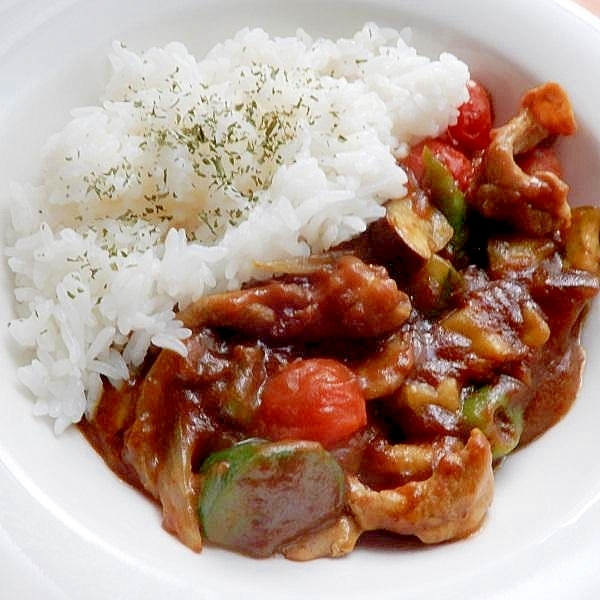 フライパンで早い❤夏野菜のカレーライス♪（芋抜き）