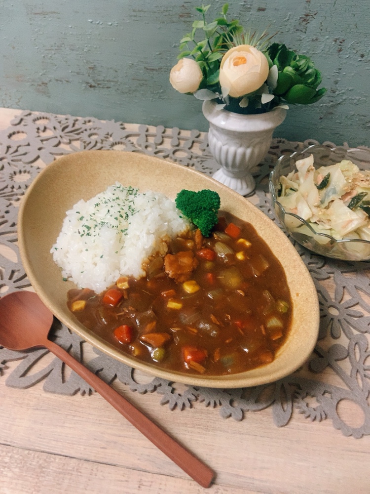 電子レンジde簡単ツナカレーᗦ↞◃